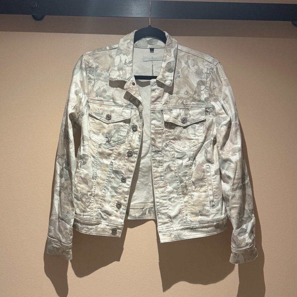 7 for all mankind floral print denim jacket